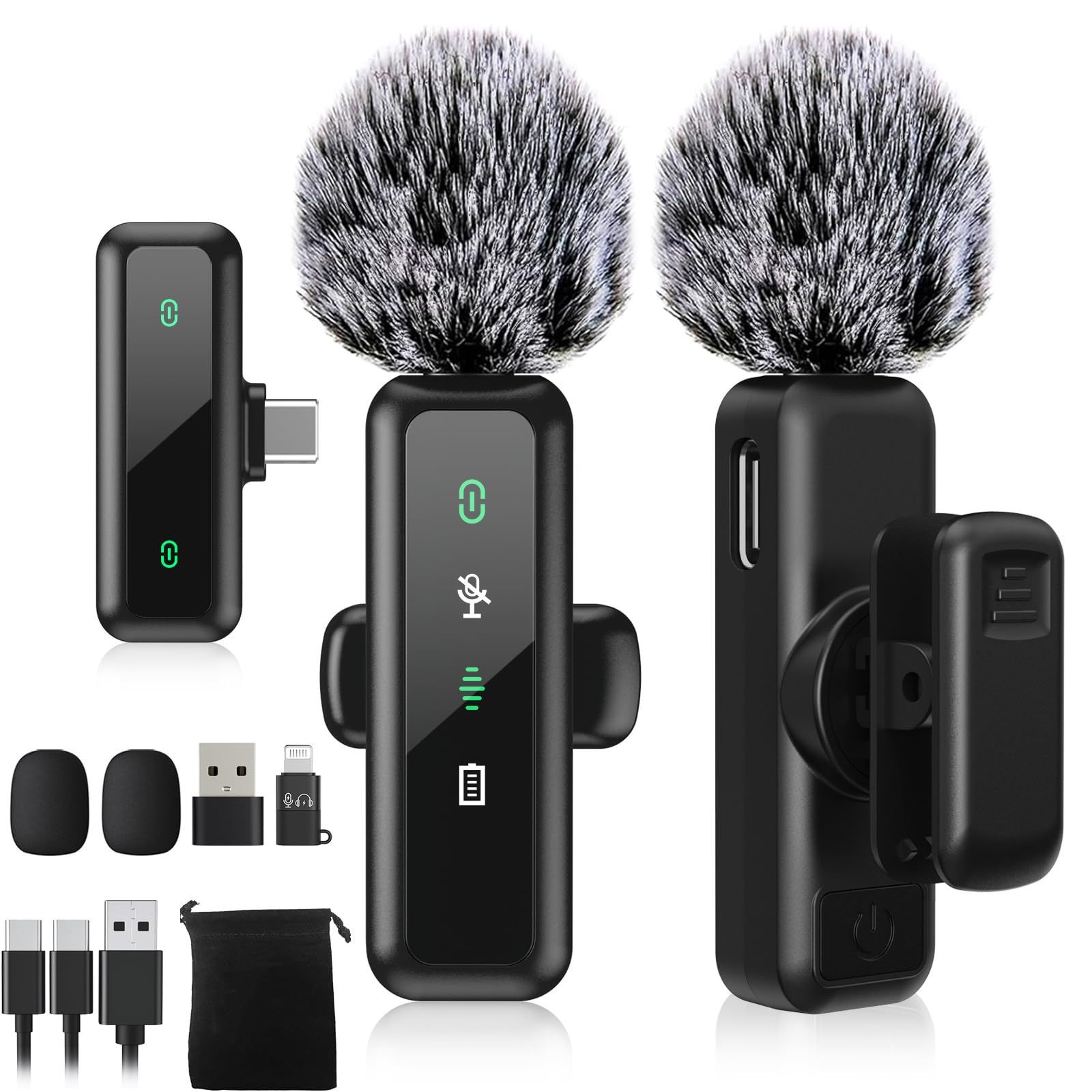 【人気商品】【2025新型ピンマイク】BILIWAL ピンマイク ワイヤレス iPhone iPad Android対応 瞬時接続 音画同期 5X LED指示灯搭載 ノイズ軽減 9時間連続使用 360集音 360回転可 クリップ式 超ミニマイク 2個セット