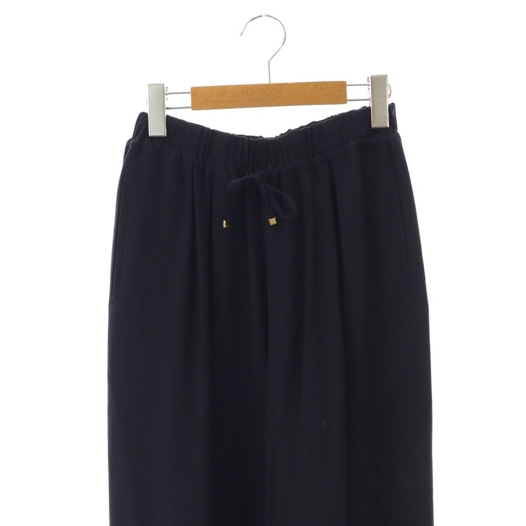 ドゥロワー Drawer 24年 シルクジョーゼットドローストパンツ ワイドパンツ 34 ネイビー DF OS SH DECORATOM_COM_BR