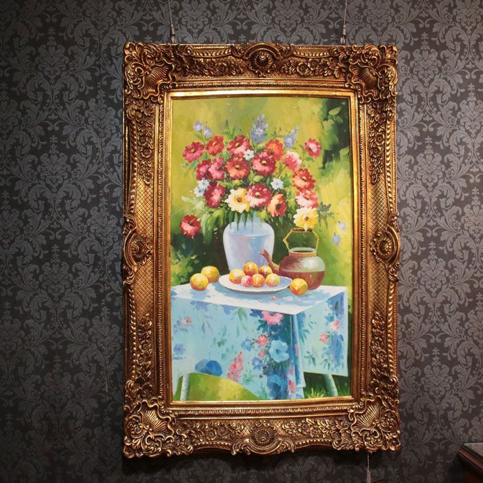 油絵 87×120cn 花瓶 フルーツ 果物 絵画 アート 美術品 インテリア