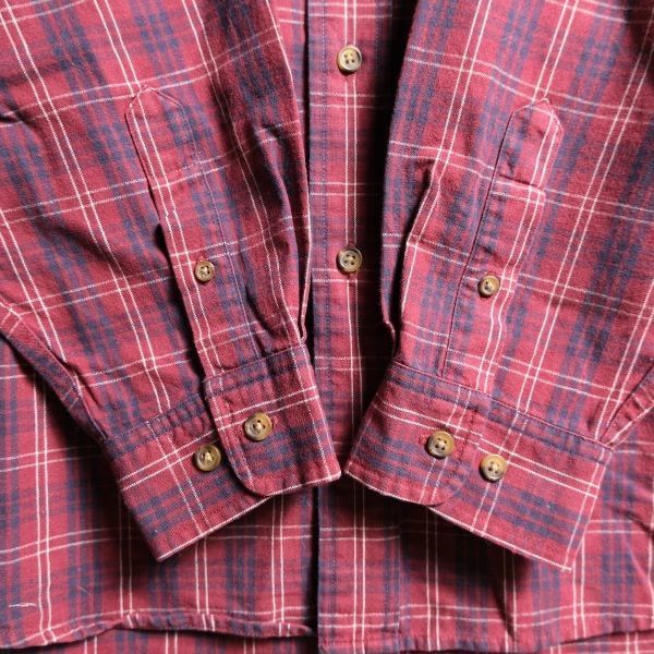 90s エディーバウアー チェックシャツ 赤 白タグ USA 美品 90s Eddie Bauer 白タグ 半袖チェックシャツ ボタンダウン 好