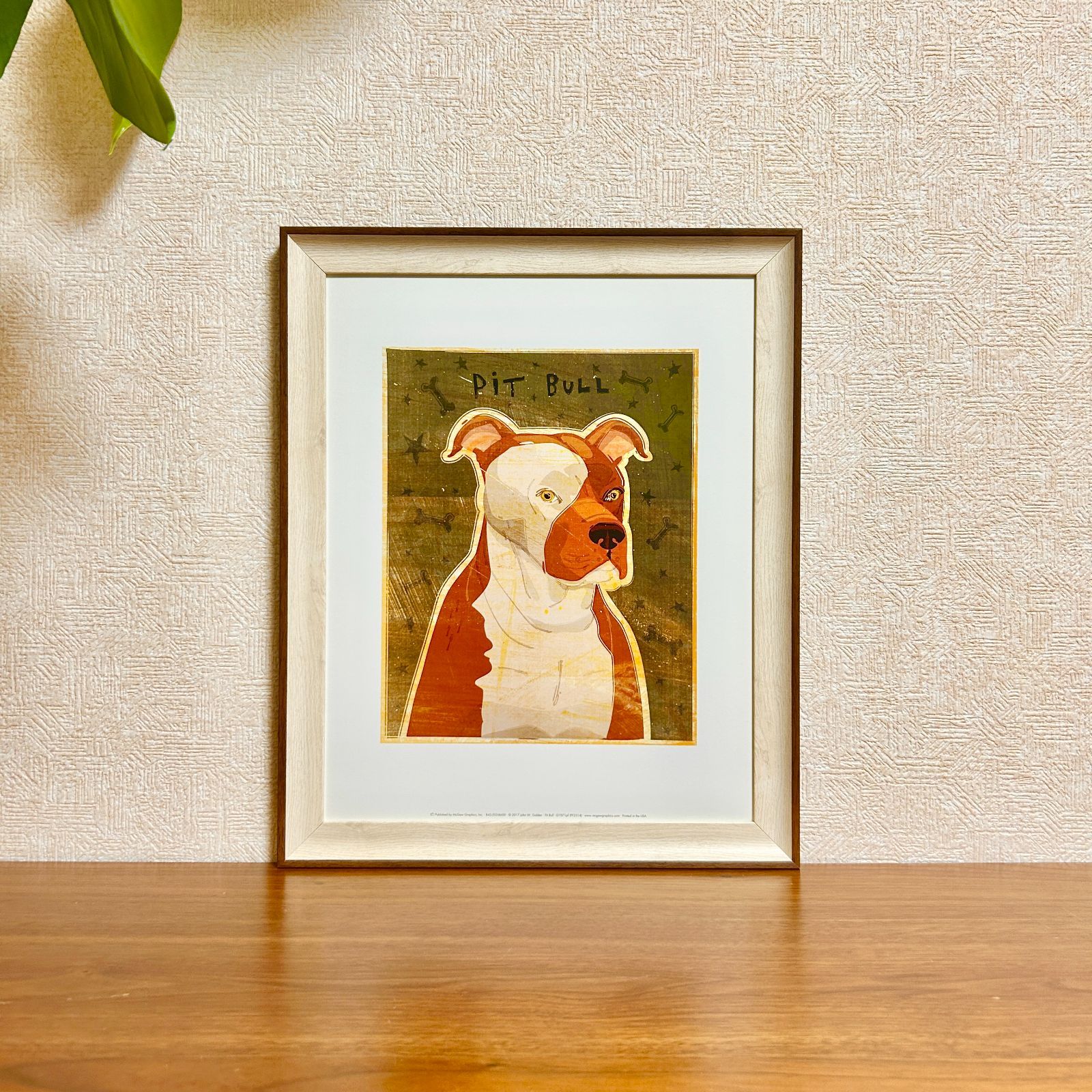 新品額縁付アートポスター犬の絵Pit Bullピットブルインテリア動物病院