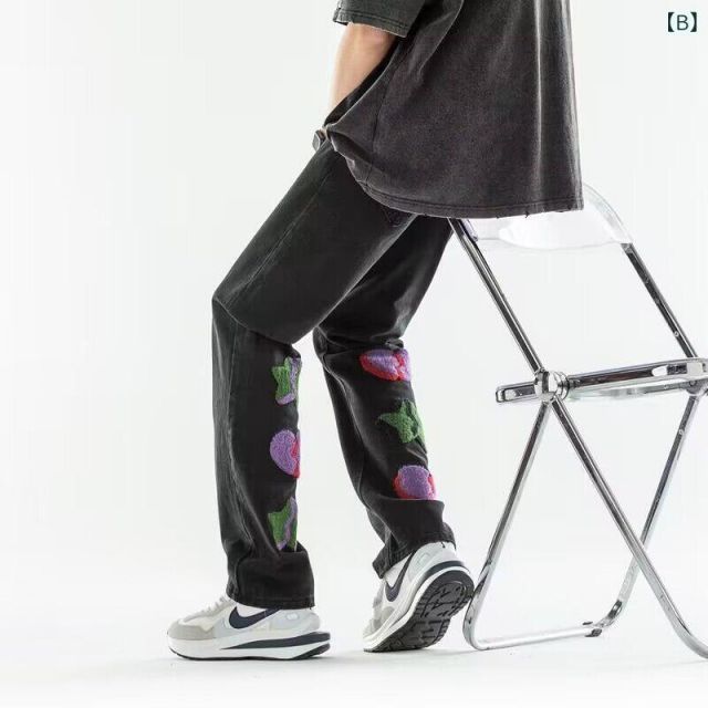 [2XL ：72.5〜80kg]メンズ ファッション 服 男性用 オシャレ シンプル 大人 かっこいい 大きいサイズ ストリート 紳士服 アメリカン レトロ ジーンズ 夏 スタイル ウォッシュ ストレート ワイド レッグ ストリート カジュアル パンツ ボーイ