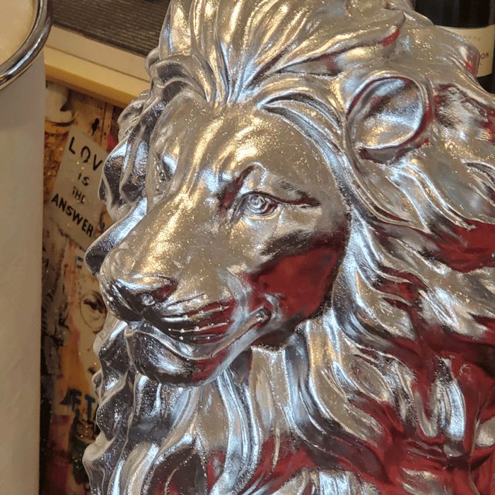 当店人気商品】 オブジェ 置物 雑貨 ライオン シルバー SNS映え 存在感