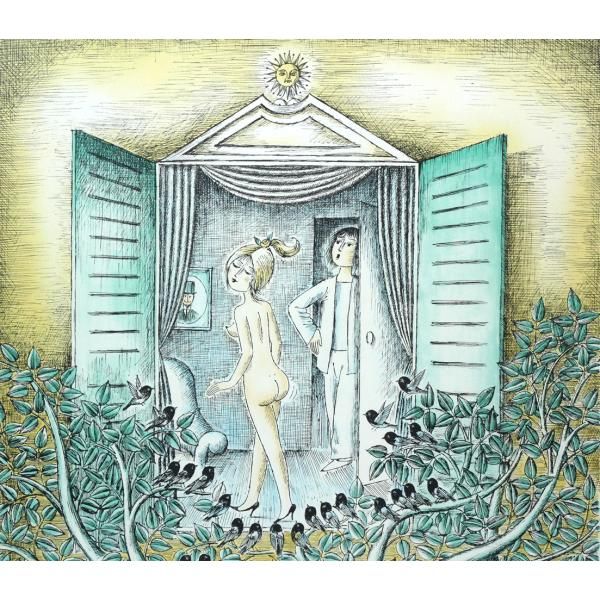 レイモン ペイネ(Raymond Peynet)「みんなが見てるよ」リトグラフ