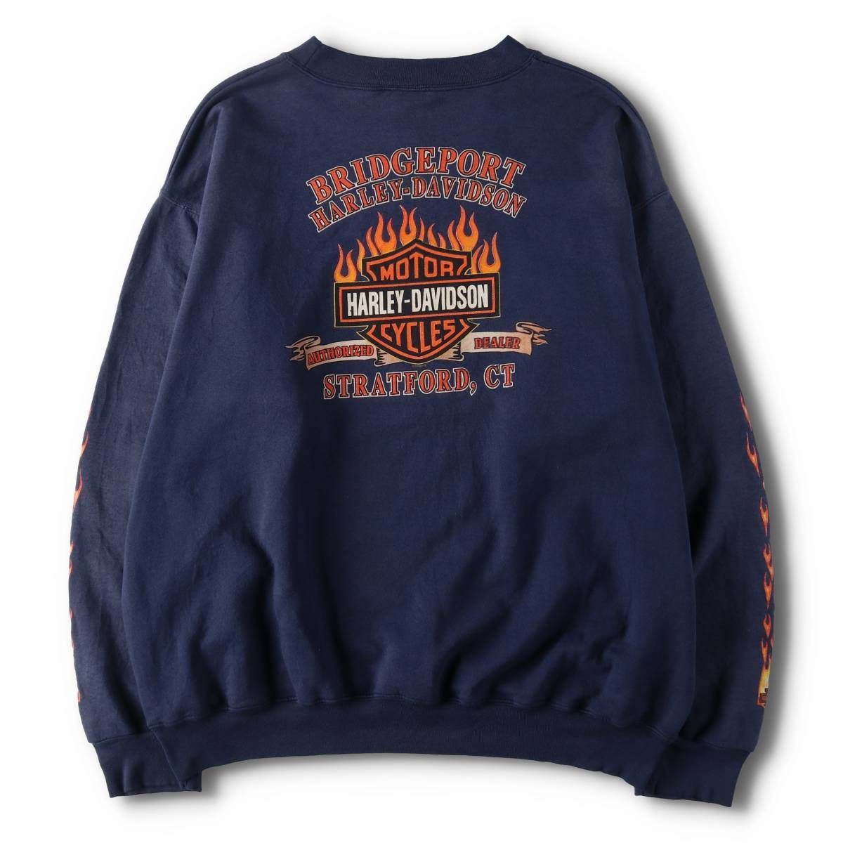 ハーレーダビッドソン アイルランド製 袖フレイムパターン スウェット L 古着 古着 00年代 ハーレーダビッドソン Harley-Davidson ファイヤー