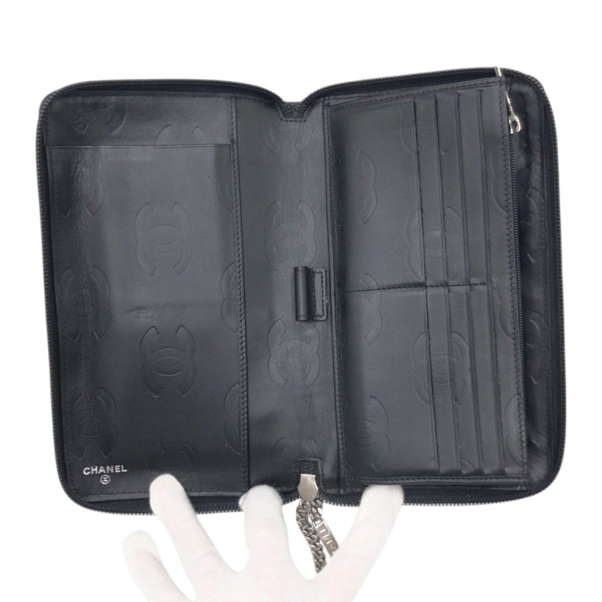 正規品 CHANEL シャネル ココボタン A20904 二つ折り長財布 ブラック