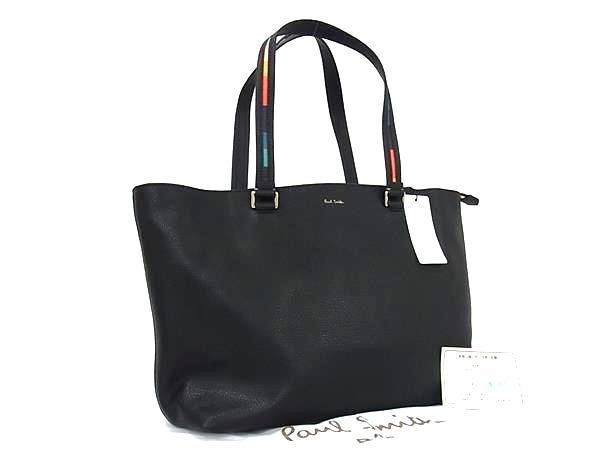 新品同様 Paul Smith ポールスミス レザー トートバッグ ショルダーバッグ レディース メンズ ブラック系 AZ8548