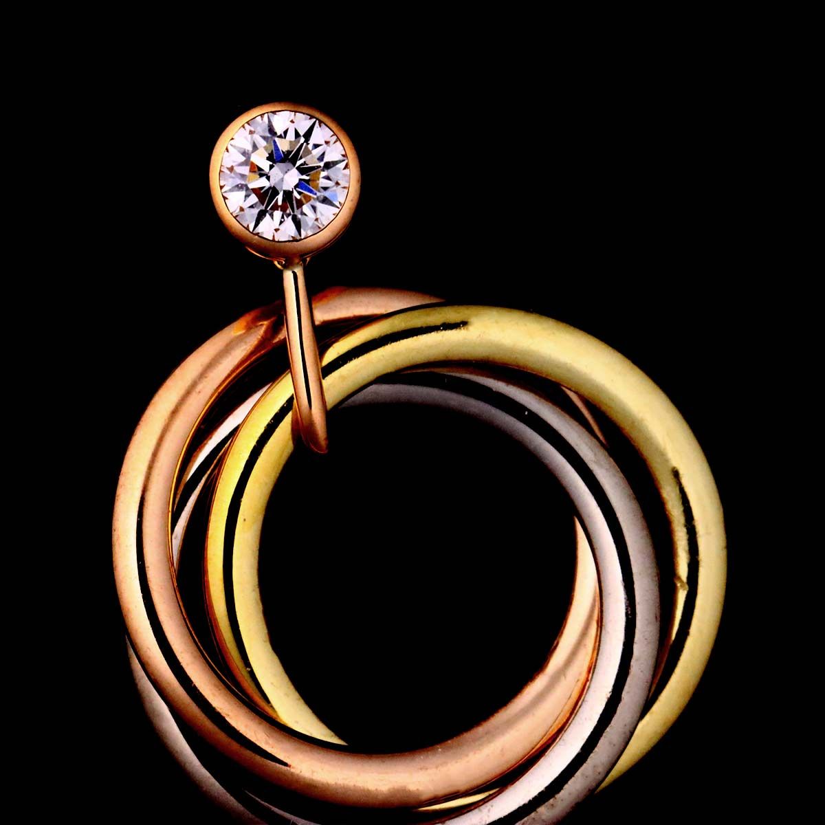 カルティエ Cartier トリニティ ダイヤ ピアス K18 YG WG PG 750