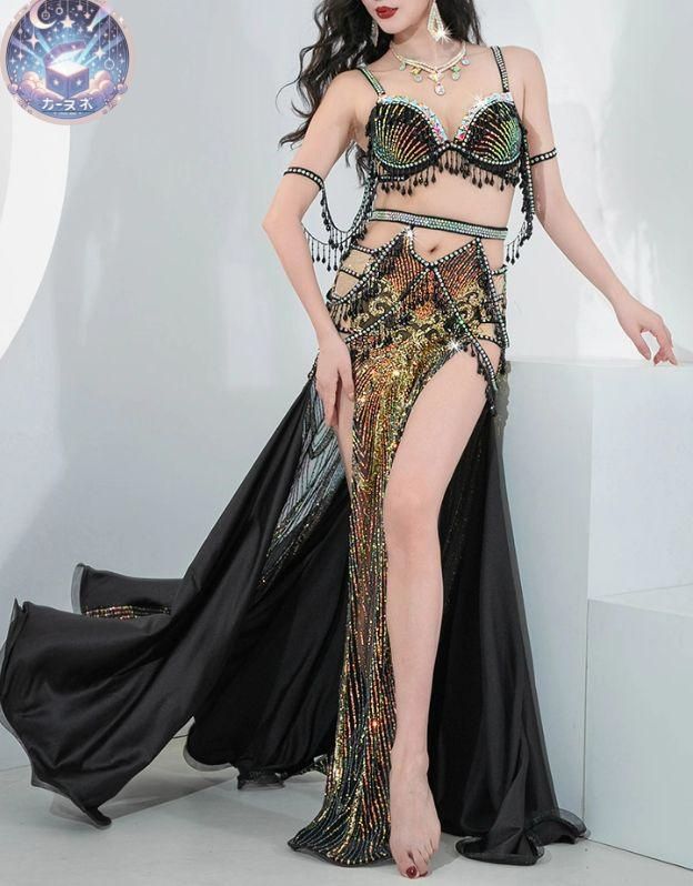 新品 未使用 新作 ベリーダンス衣装 セットアップ ブラスカート 2色