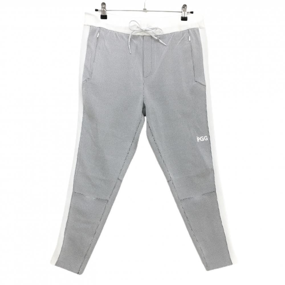 PGGパーリーゲイツ ニットパンツ 白×黒 ウエストゴム ストレッチ メンズ 4 M ゴルフウェア 2025年モデル PEARLY GATES