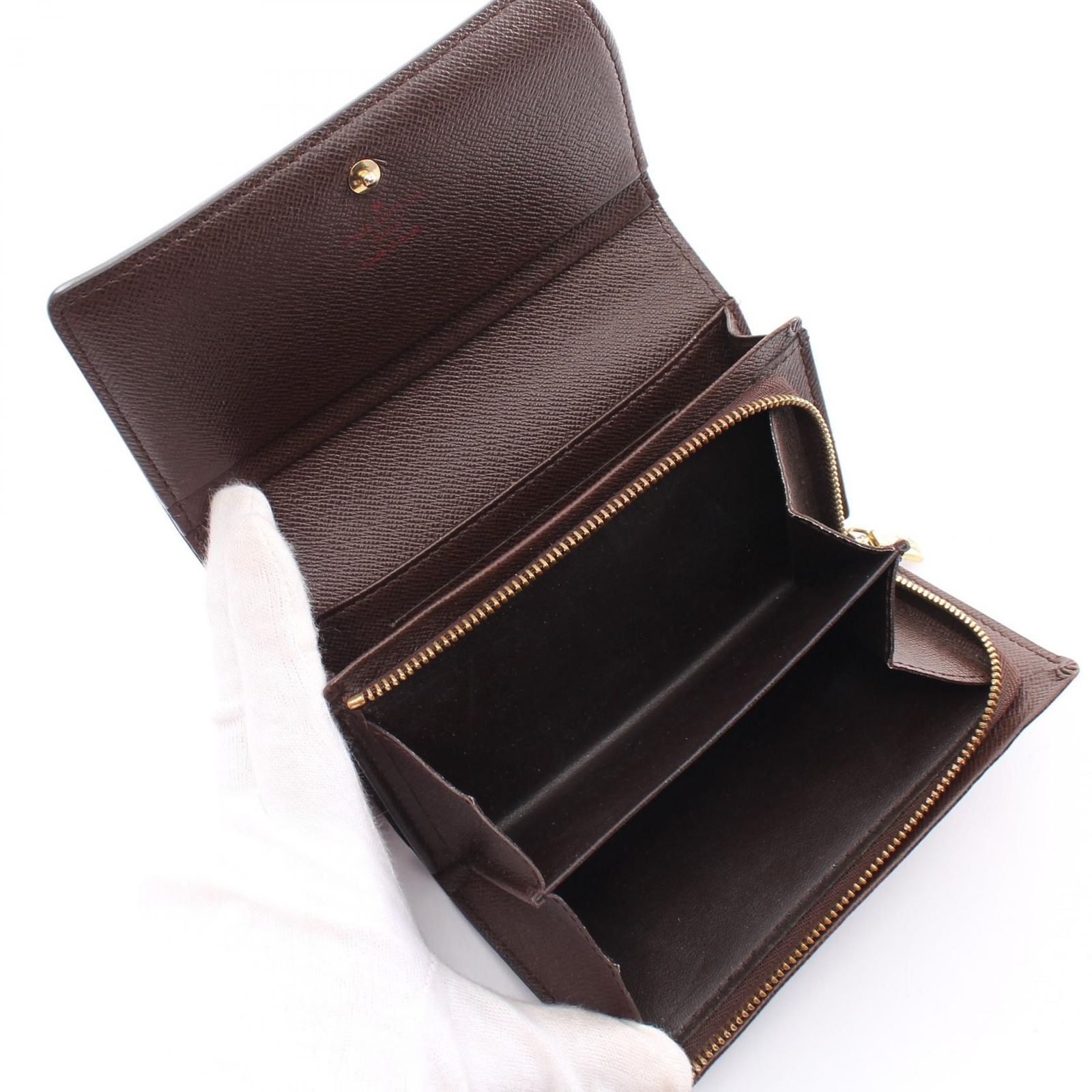 ルイ・ヴィトン ポルトフォイユ トレゾール ダミエエベヌ 二つ折り財布