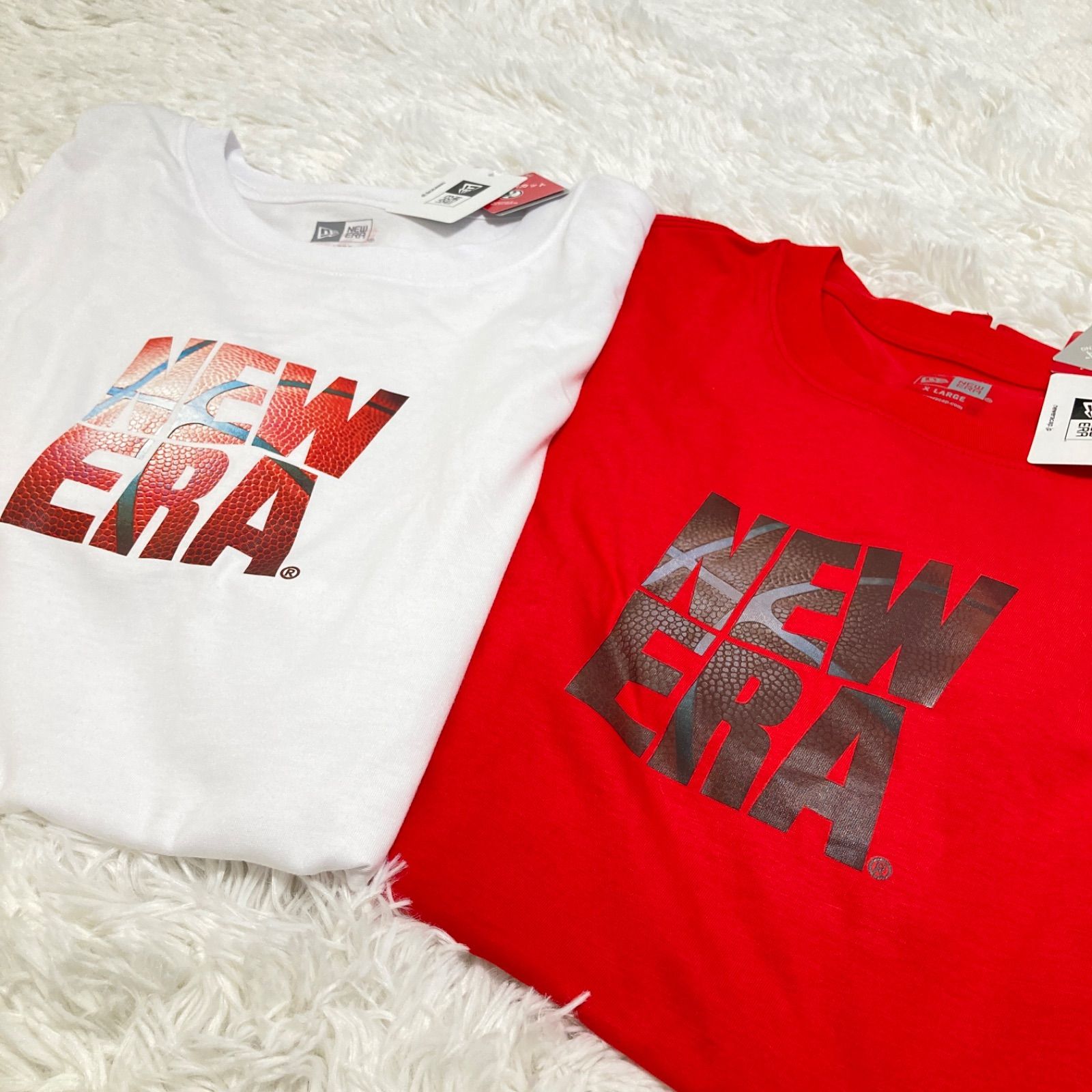 【新品、未使用、タグ付き】ニューエラのシャツ タグ付き未使用品 NEW ERA ニューエラ Tシャツ ホワイト・レッド