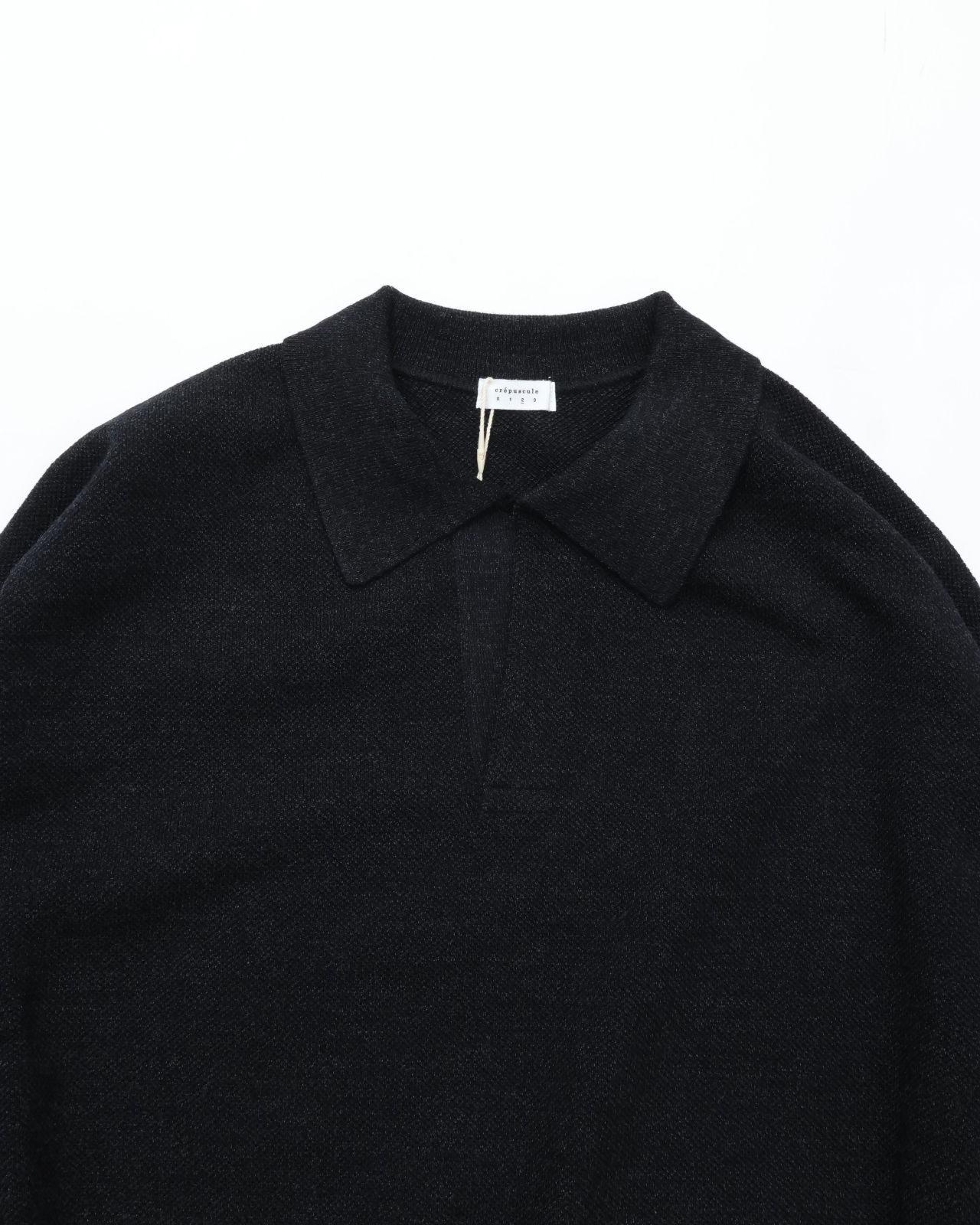 crepuscule Moss Stitch Poloスキッパーポロ 黒 2 crepuscule / Moss Stitch Polo BLACK – CASDAY / キャスデイ