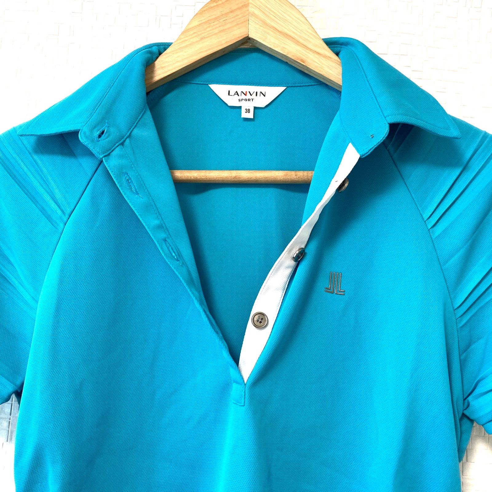 【LANVIN SPORT】半袖シャツ　ポロシャツ　ネイビー　紺　ゴルフ　38 LANVIN SPORT ネイビー ポロシャツ 38 UVケア ゴルフ - メルカリ