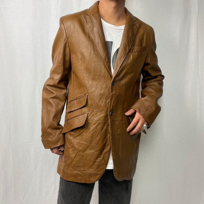 定期店舗販売 00s BANANA REPUBLIC レザーテーラードジャケット 本革