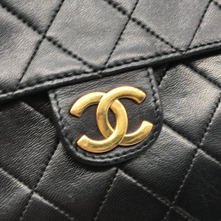 良品 CHANEL シャネル ココマーク マトラッセ ラムスキン チェーン
