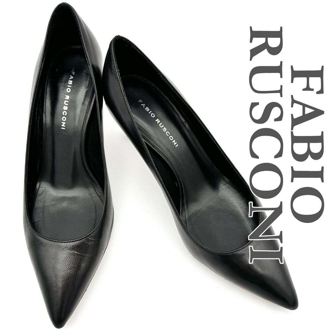 FABIO RUSCONI パンプス 本革 ビブラムソール ポインテッドトゥ ブラック 2348T