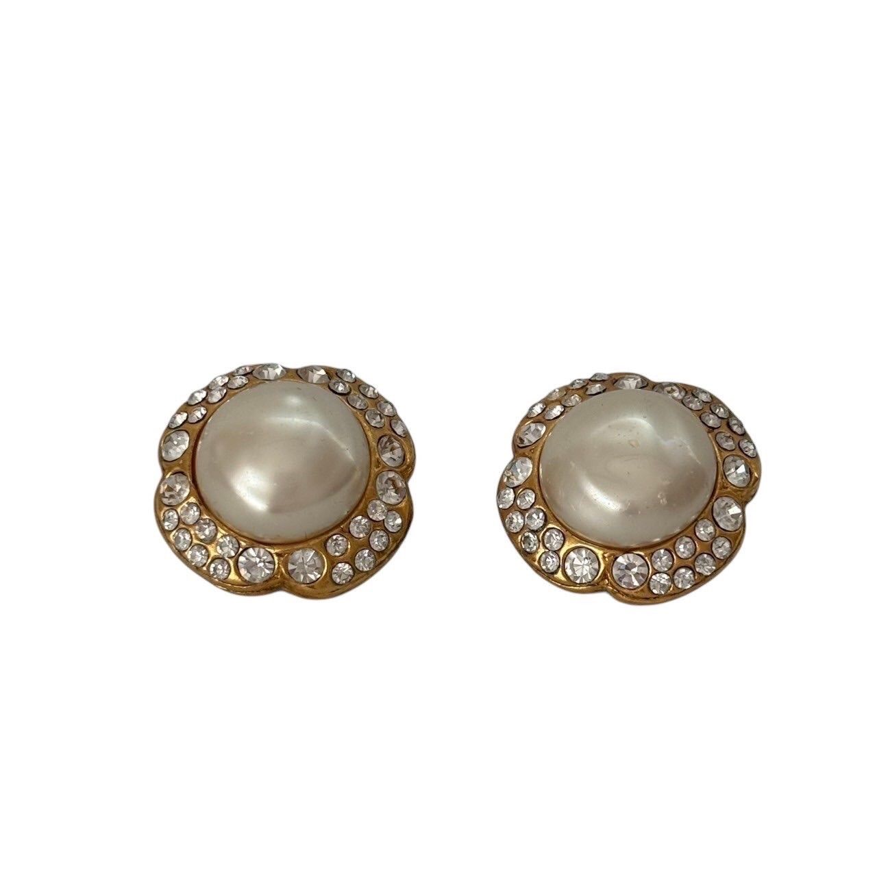CHANEL シャネル イヤリング 金 アクセサリー ジュエリー 小物 パール ラインストーン GP レディース