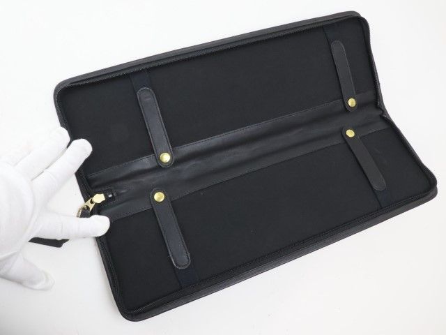 2402-74 コーチ オールド ネクタイケース COACH レザー製 ブラック 2本