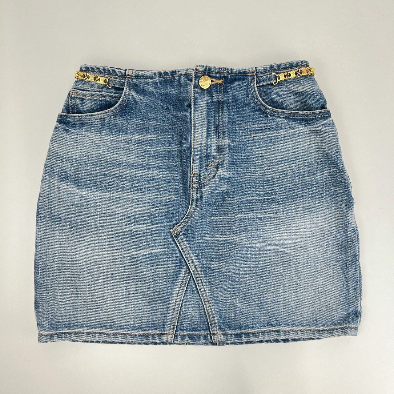 CELINE セリーヌ デニムミニスカート 綿 light blue denim