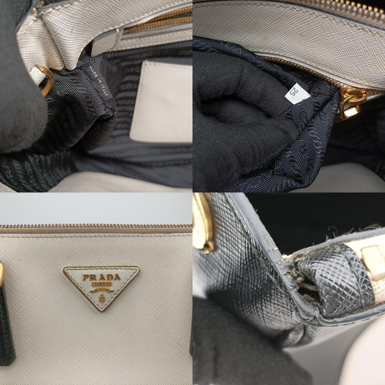 プラダPradaガレリアブラック×ホワイトサフィアーノレザーB2274C25