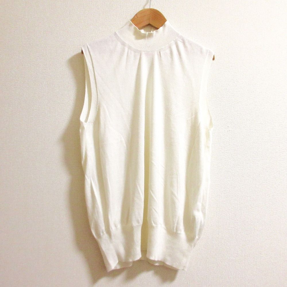 BLAMINK ブラミンク コットンシルクカシミヤ18Gノースリーブ ニットベスト セーター 7918-230-0082 サイズ38 ホワイト レディース 古着