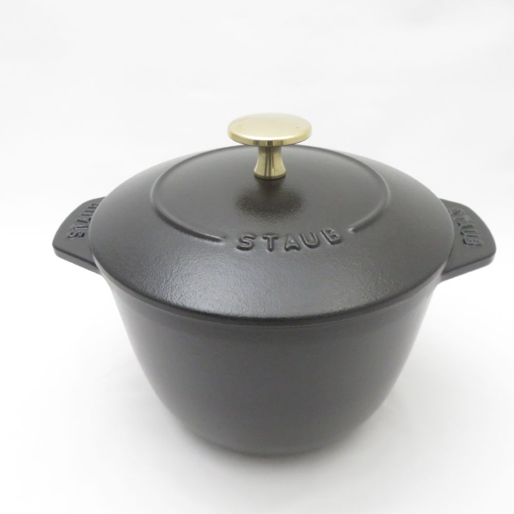 STAUB ストウブ ラ ココット de GOHAN 両手鍋 1点 鋳物ホーロー 16cm 黒 M ご飯鍋 炊飯 2合 料理 調理器具 SU12348L1