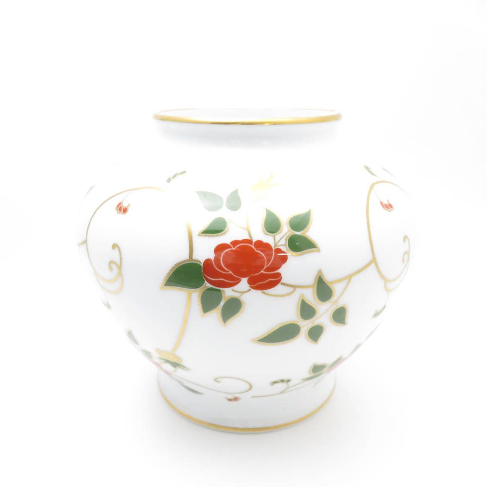 OKURA 大倉陶園 花瓶 1点 薔薇 フラワーベース インテリア SO2543B1 
