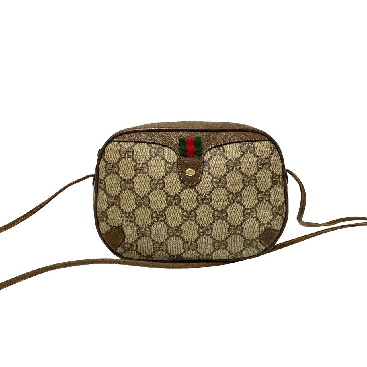 極上 美品 GUCCI オールドグッチ グッチ ヴィンテージ シェリーライン GG ロゴ レザー 本革 ミニ ショルダーバッグ ブラウン 20804  - メルカリ