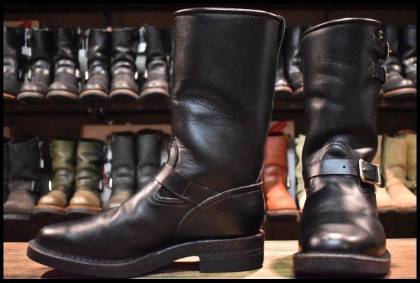 【7.5E 良品 08年】WESCO ウエスコ カスタムボス ブラック 黒 エンジニア ビブラム430シングル ナロートゥ ブーツ ナローボス HOPESMORE【FA303】