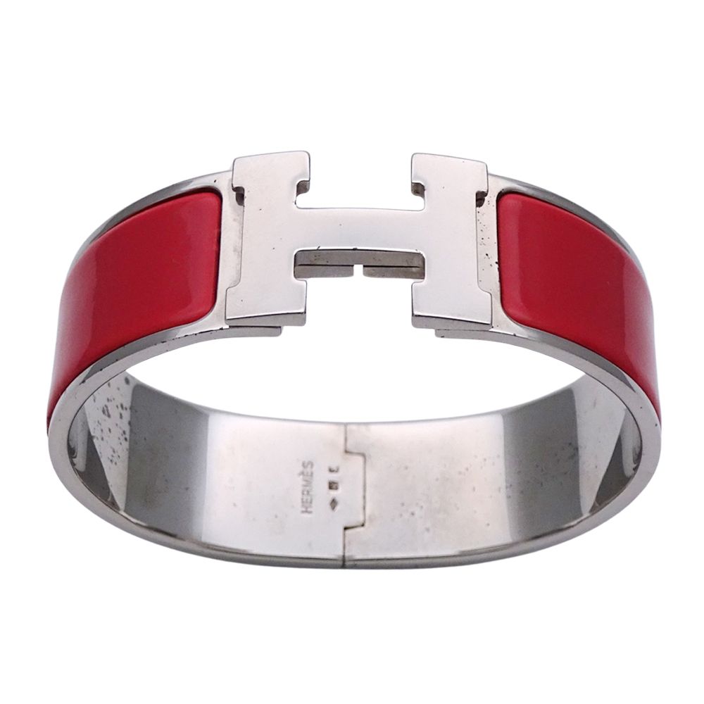 エルメス HERMES バングル レディース ブランド クリック クラシックH GP シルバー レッド 上品 おしゃれ E