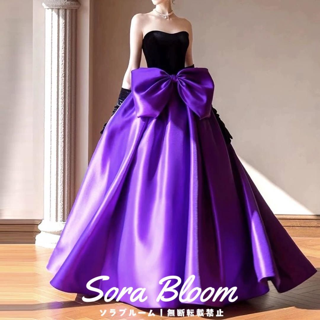 バイカラーにリボンがオシャレなベア イブニングドレス 【公式通販】