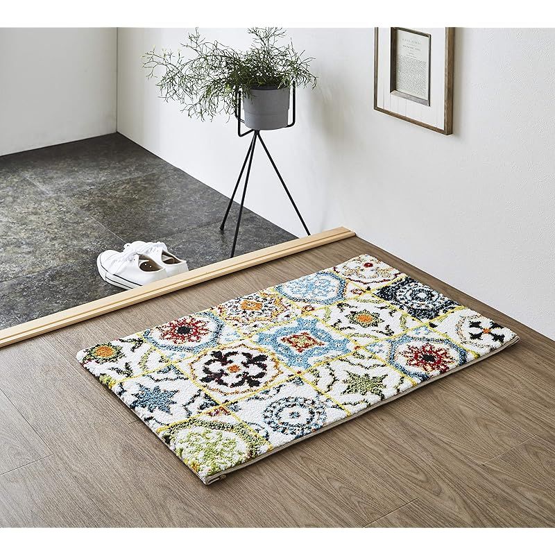 イケヒコ 玄関 選べる マット 長方形 単品 マリア ベージュ 約50×80cm 厚み 約11mm トルコ製 へたりにくい 耐久性 弾力性 抗菌防臭 消臭 ギャベ柄 エレガント 高級感 洗濯不可 おしゃれ ふわふわ