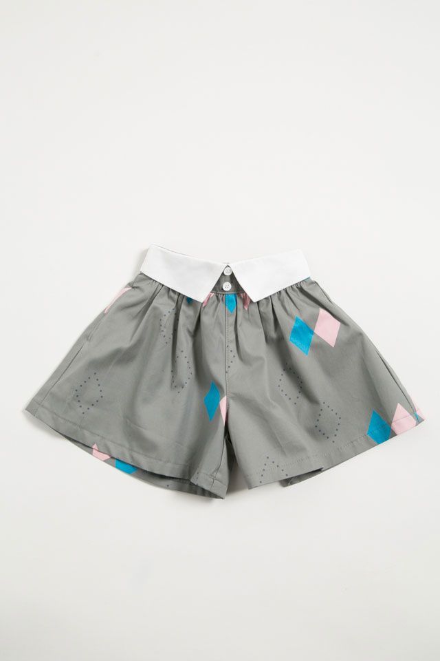 whip cream/ダイヤ柄シャツ衿付キュロット パンツ ズボン　新品子供服90 キッズ 女の子