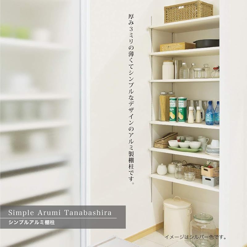 南海プライウッド 棚受け シンプルアルミ棚柱セット ブラック 12×1820mm TBAS-B 0