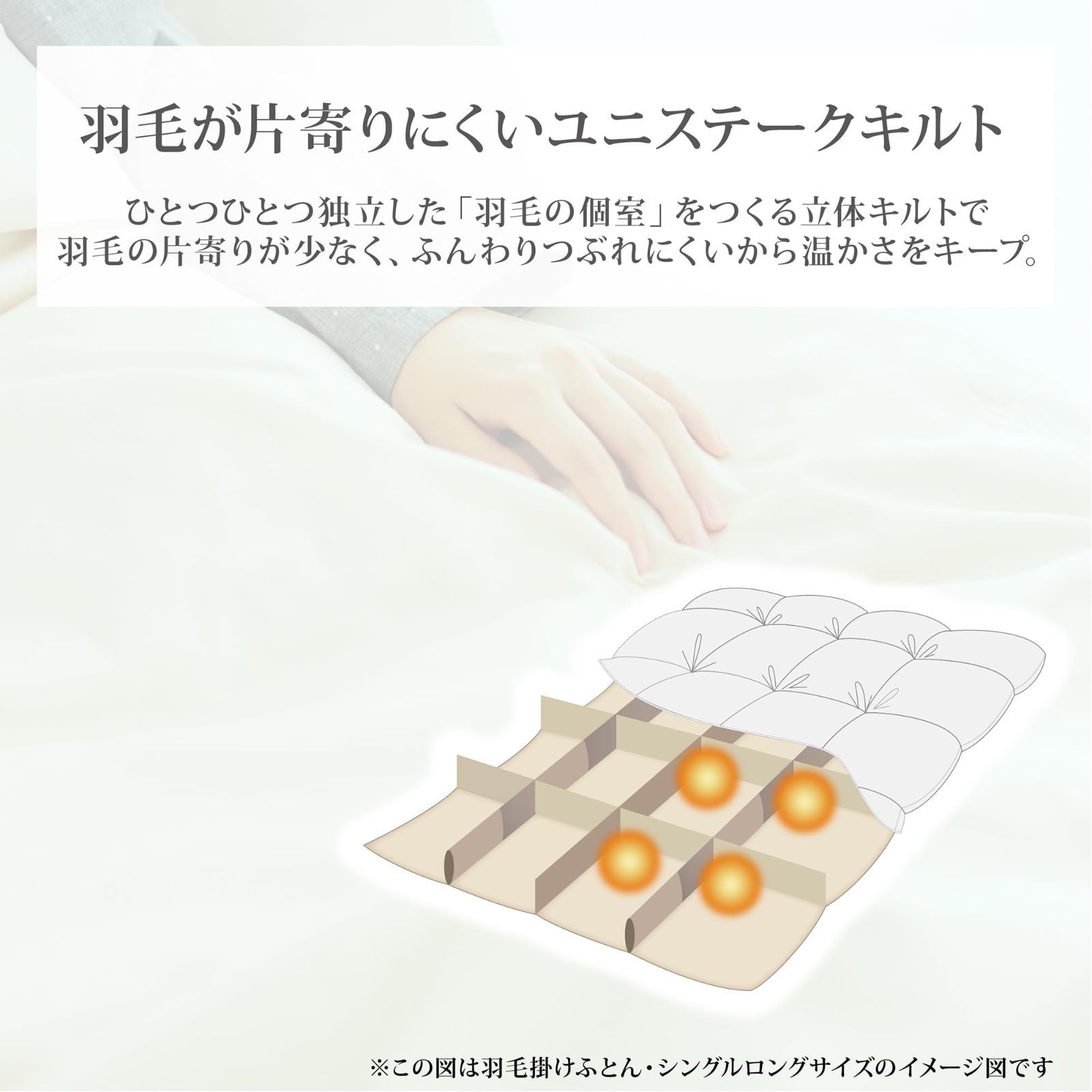 数量 羽毛の片寄りが少ないユニステークキルト 羽毛の保温力をアップさせるフレッシュアップ加工 掛け布団 暖か プラズマクラスターによるキレイな環境で生産 ふんわり軽くて 側地に綿 を使用 冬用 西川ダウン ホワイトグースダウン90 シング MARWIL-DEMENAGEMENTS_CH