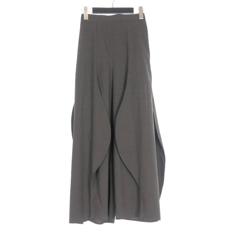 エンフォルド ENFOLD 24SS WAVE DRAPE TROUSERS ウェーブワイドパンツ スラックス 36 グレー 300HS231-1560