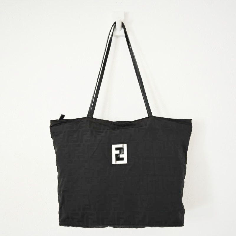 FENDI フェンディ ズッカ ナイロン/レザー トートバッグ
