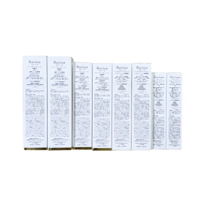 8点セット ラヴィーサ クリスタルホワイトエマルション 60 ml 2本＆ディープサージローション 120 2本＆モイストサージローション 2本＆UVホワイトプロテクター 35 g 2本ALEN アレン Ravissa