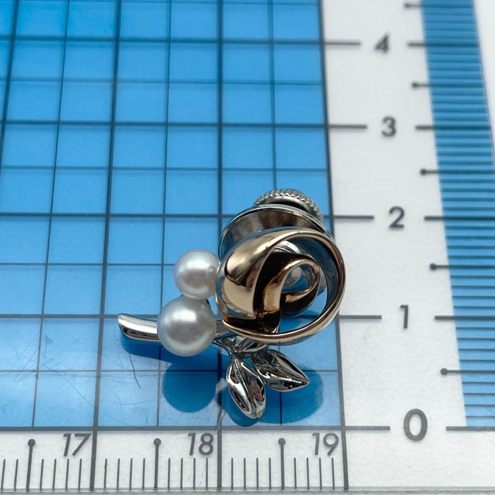 ミキモト K18×シルバー ローズ ブローチ フラワー パール/24-4951