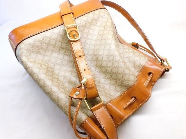 CELINE セリーヌ □ 巾着 肩掛け ショルダーバッグ マカダム柄