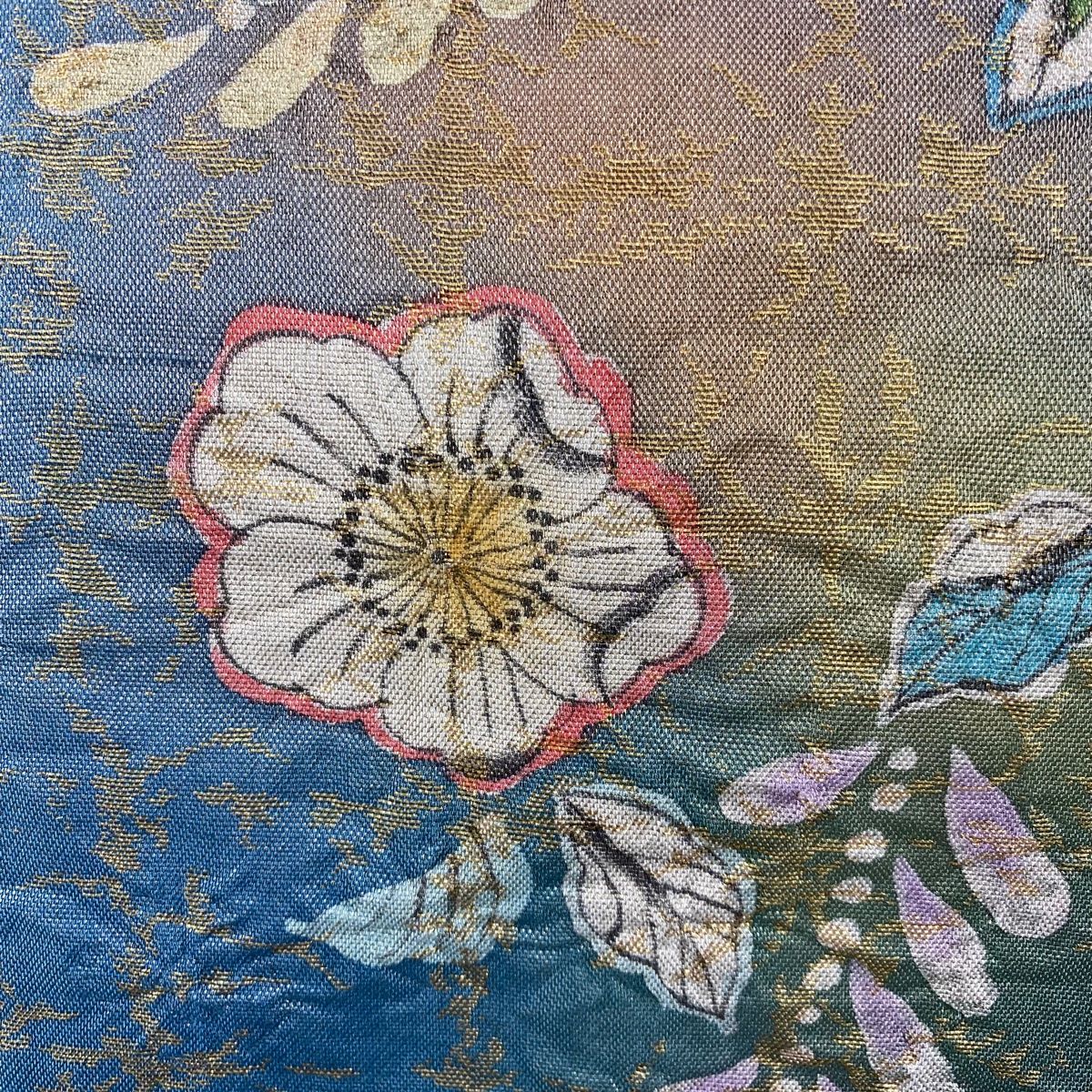 極上美品！辻ヶ花 藤の花 ブルー系 正絹 袋帯 二重太鼓 作り帯 極上美品！辻ヶ花 藤の花 ブルー系 正絹 袋帯 二重太鼓