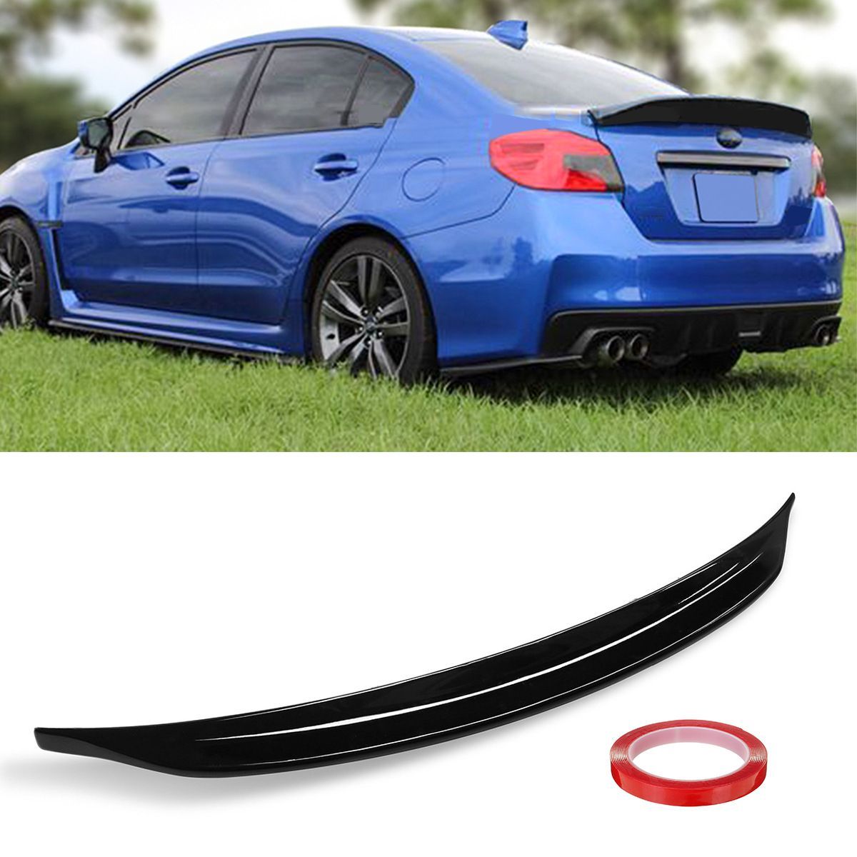 スバル WRX 2015-2020 WRX STI 用 ダックテール スポイラー 定風翼 ABS塗装 仕上げ 光沢ブラック 水転写