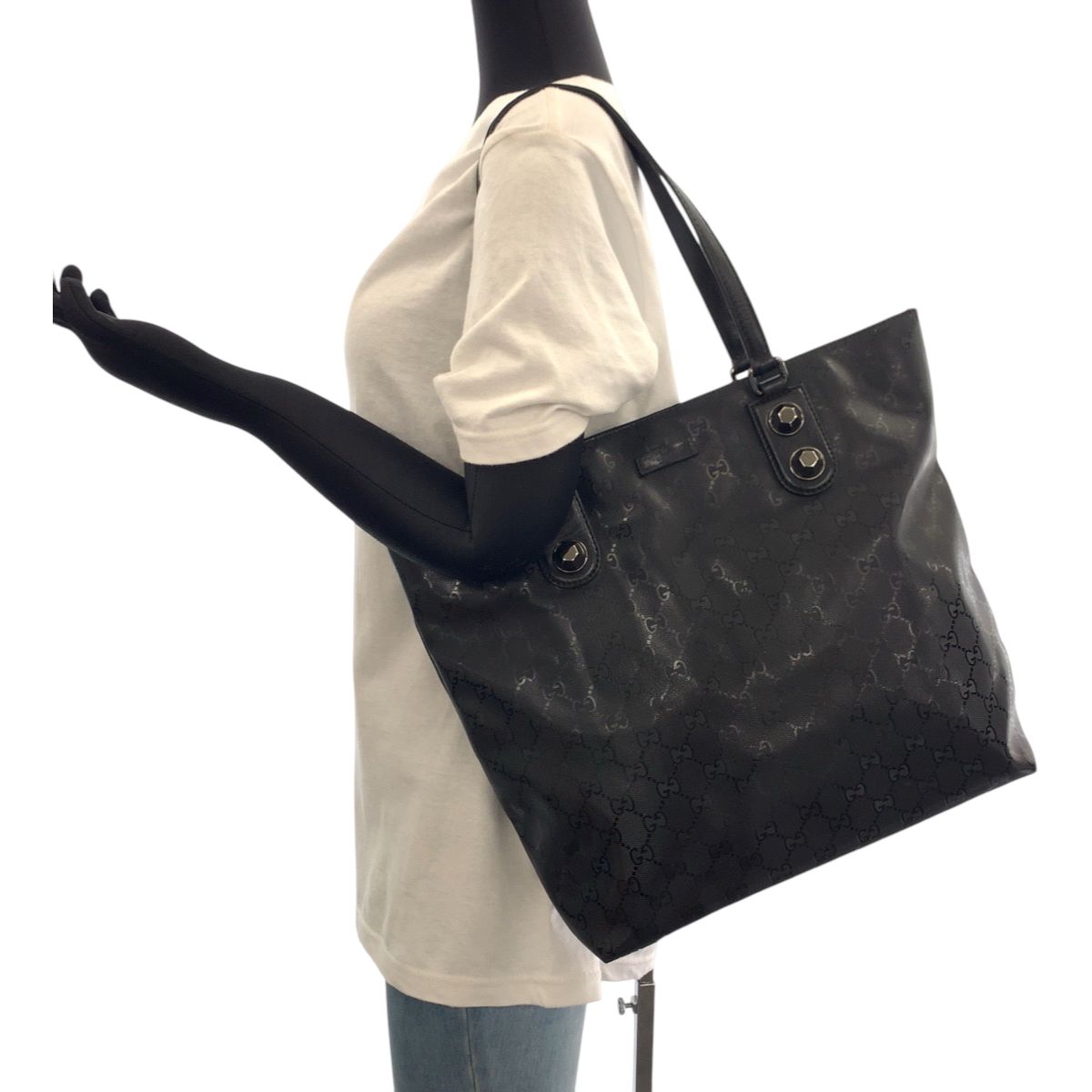 GUCCI グッチ GGインプリメ ブラック 黒 シルバー金具 PVC