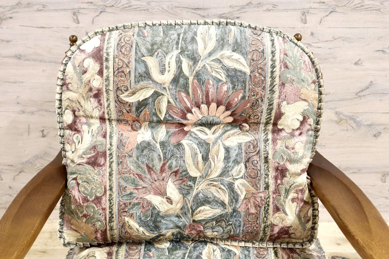 ワクワクする GMIS255D○飛騨産業 | HIDA キツツキ 穂高 アームチェア 1人掛けソファ シングルソファ リビングチェア ヴィンテージ レトロ 花柄 新生活応援!大特価?