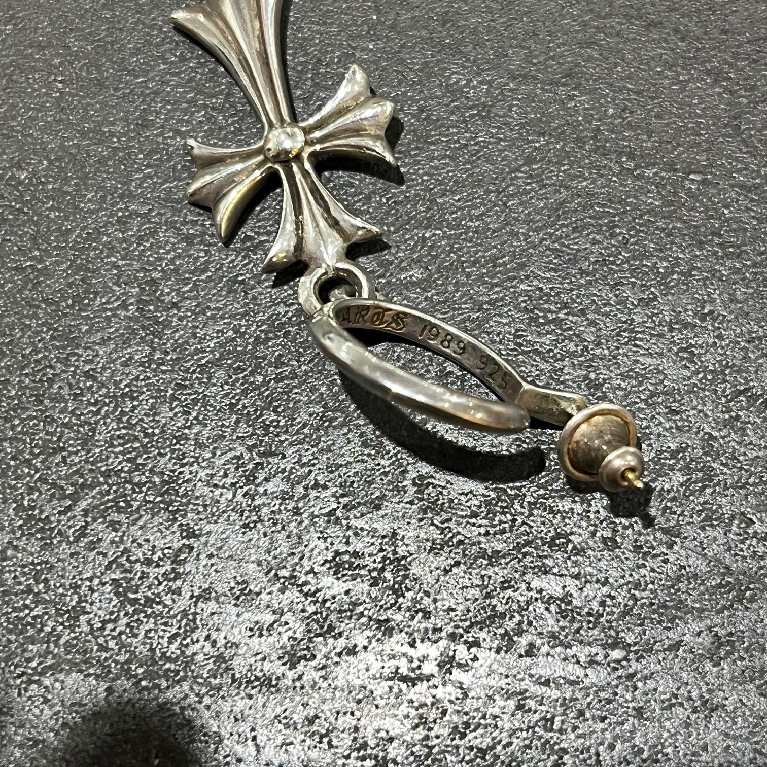 シルバー925ピアス タイニーCHクロスフープクロスピアス