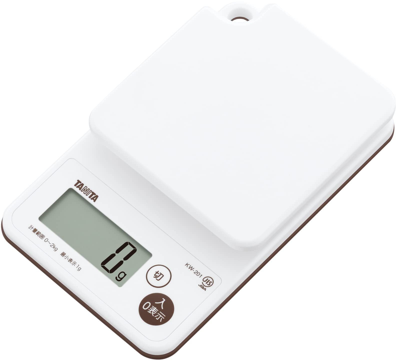 【在庫処分】ホワイト 最短1秒ではかれる 丸洗い 洗える KW-201-WH 防水 1g単位 2kg 料理 キッチン はかり クッキングスケール タニタ(Tanita)