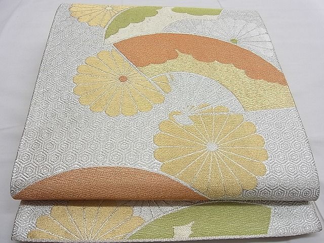 平和屋着物□六通柄京袋帯 扇面菊文 金銀糸 逸品 n-gt2899