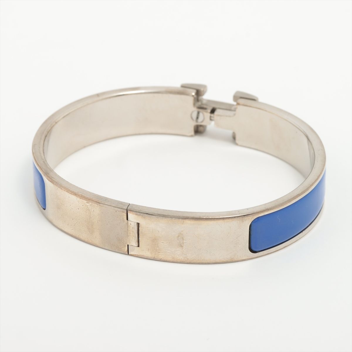 エルメス Hバングル クリッククラックPM バングル GP シルバー×ブルー