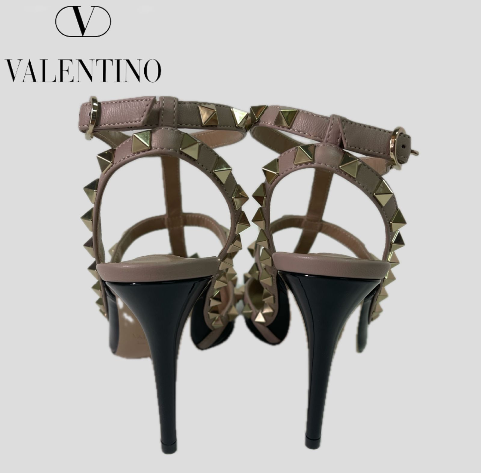 VALENTINO ヴァレンティノ パンプス 靴 シューズ パテント レザー ブラック ピンクベージュ ゴールド ロックスタッズ サンダル  パーティーシューズ - メルカリ